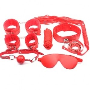 Bondage Kit 7 pieces Fur Lined Red